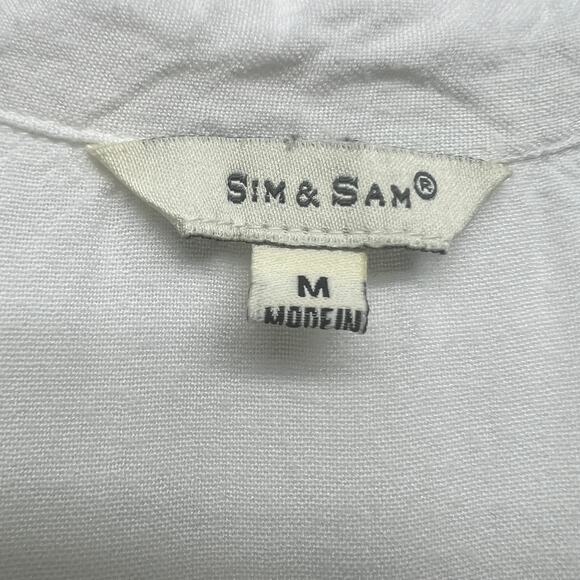 Sim & Sam White Button Front Short Sleeve Women's Shirt Size Medium Capsule - Picture 2 of 10
